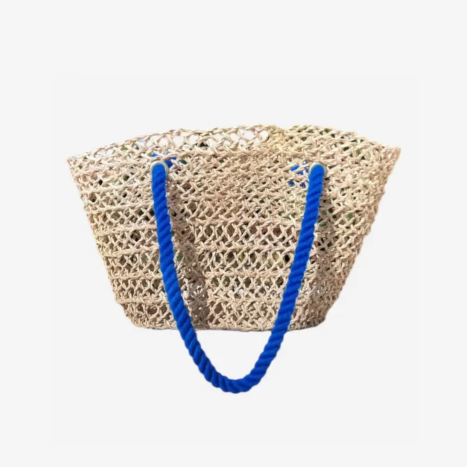 Blue Lace Cabana Chic Straw Bag