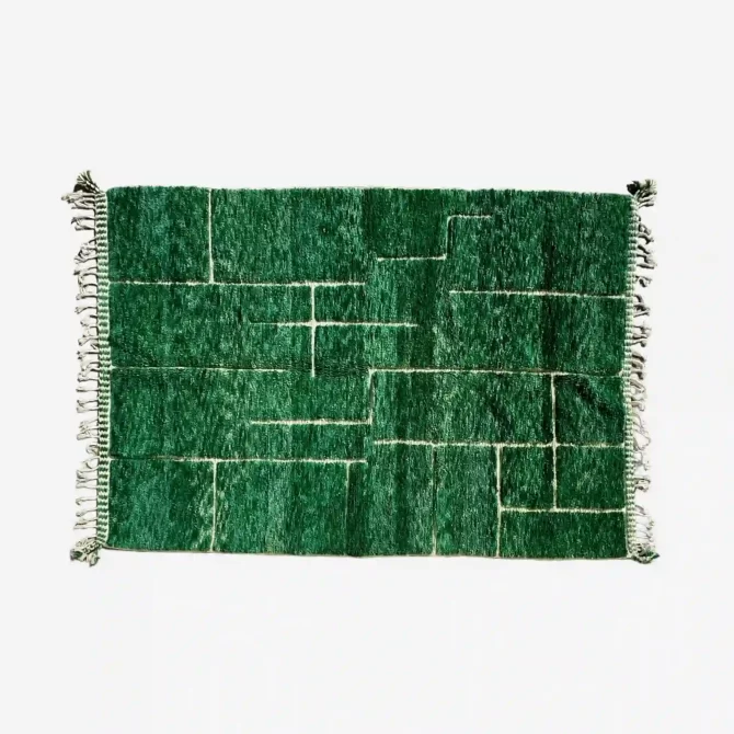 Green Handmade Moroccan Rug - Inlaid Boujaad