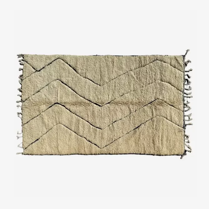 Handmade Moroccan Mrirt Rug - Linear White