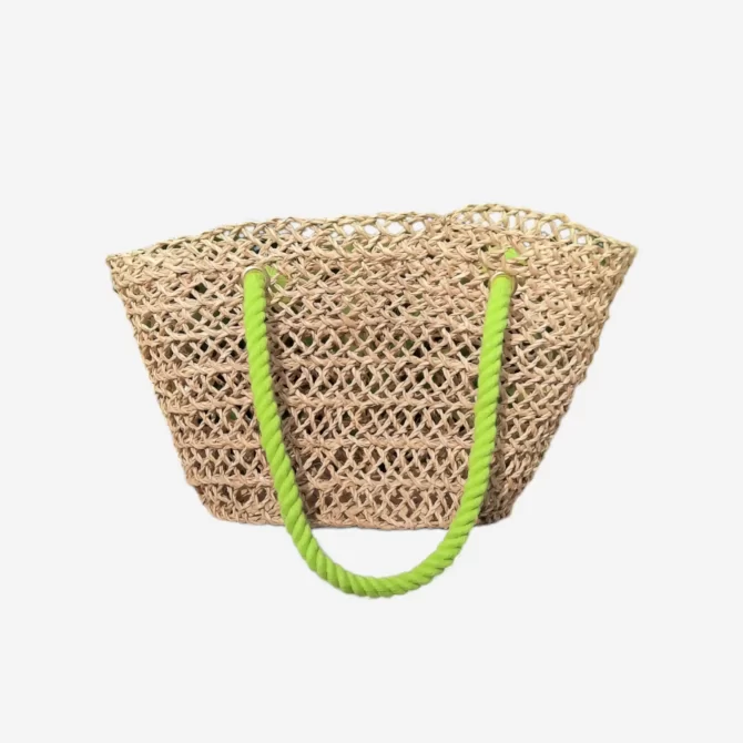 Straw Bag Cabana Chic - Flashy Yellow - Lace Straw Bag