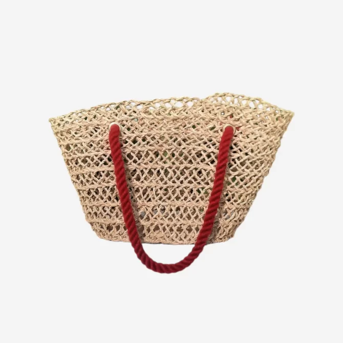 Cabana Chic Straw Bag - Red Strap - Beach Bag