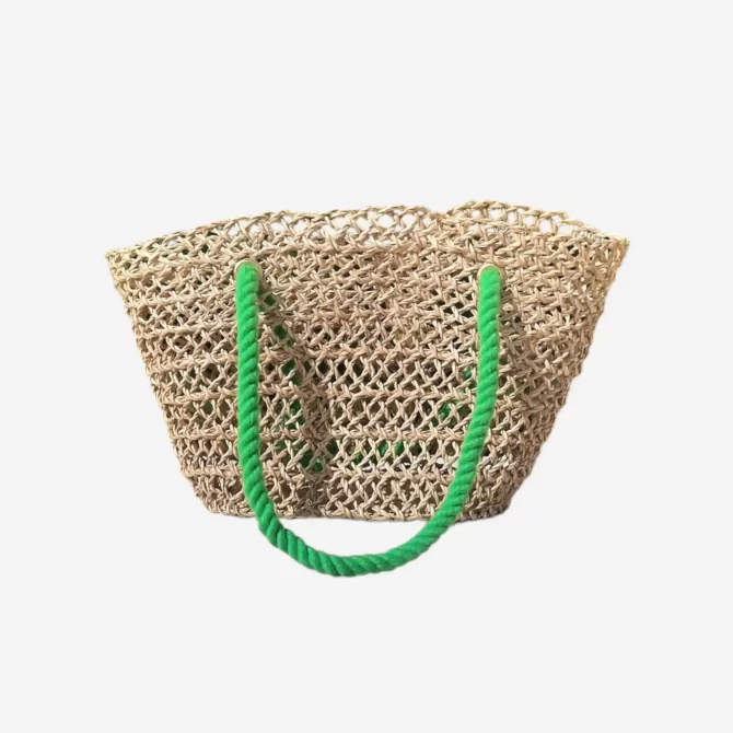 Straw Bag Cabana Chic - Flashy Green - Lace Beach Bag