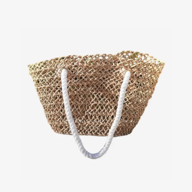 Cabana Chic Straw Bag - White Lace - Beach Bag